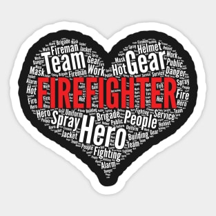 Firefighter Heart Shape Word Cloud Design product Sticker